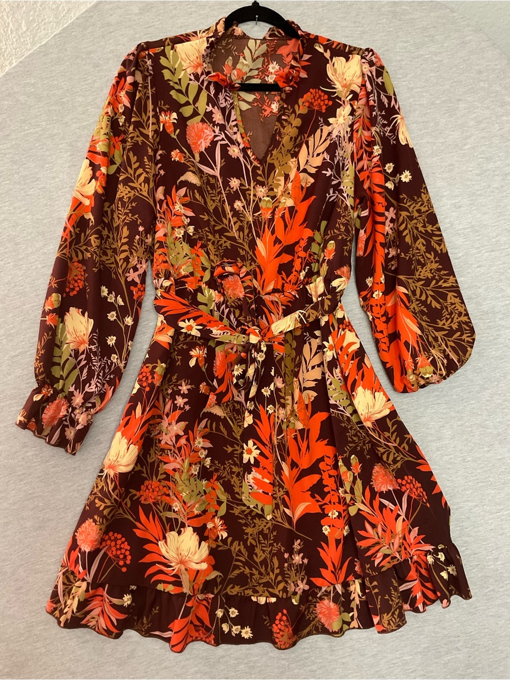 SHEIN Floral Midi Wrap Dress - Rust Floral - Picture 2 of 7